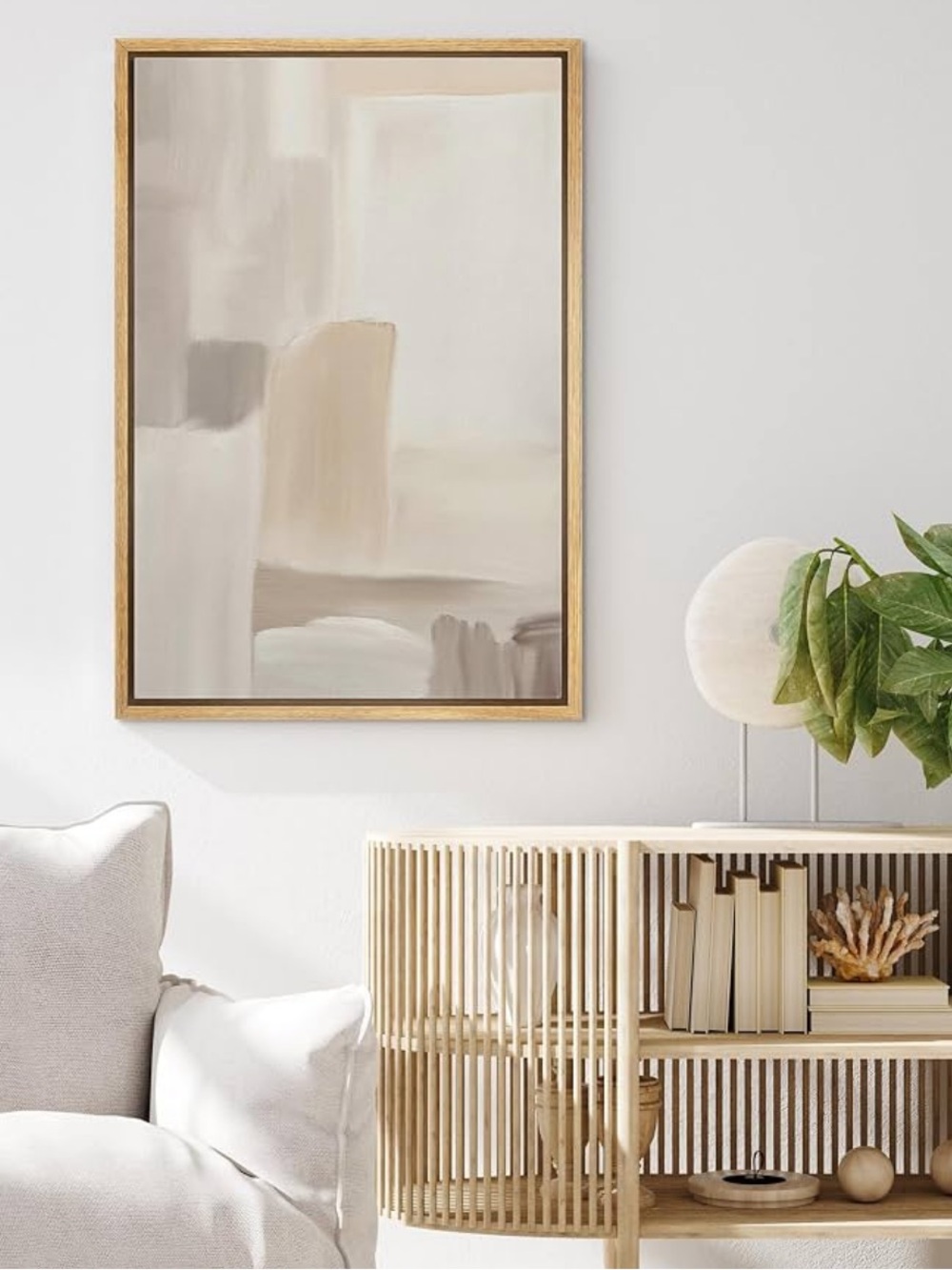 Neutral Abstract Framed Wall Art - Beige & Cream